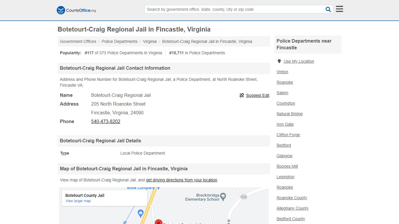 Botetourt-Craig Regional Jail in Fincastle, Virginia - County Office